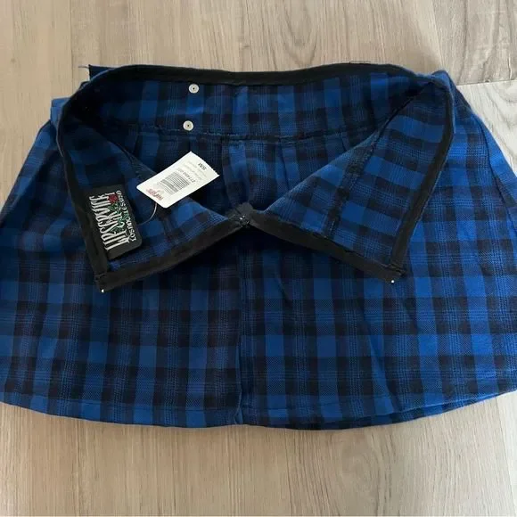 NWT vintage Lip Service blue plaid miniskirt with buckles and safety pin sz S - Picture 7 of 13
